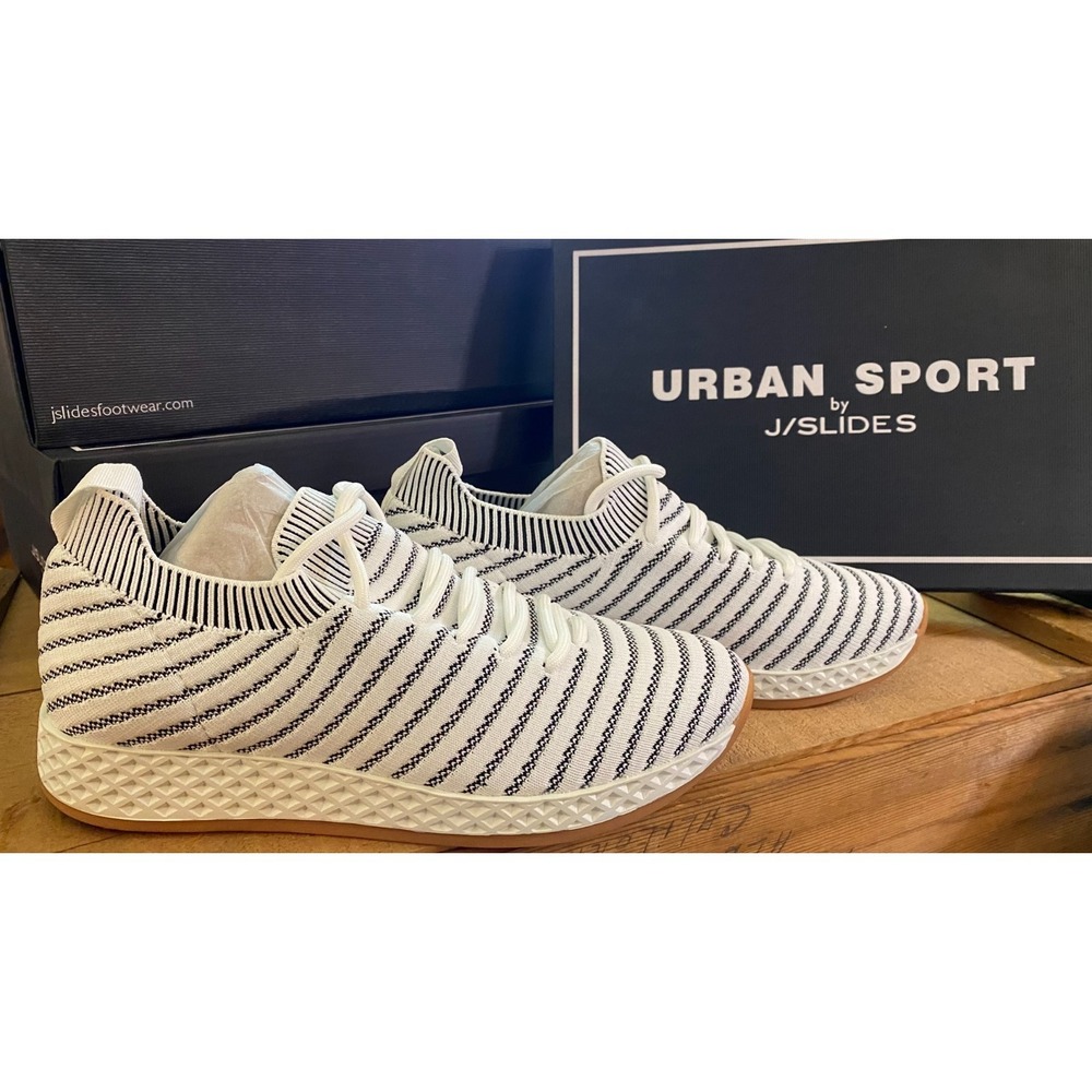 Urban Sport by J Slides Sneakers Opy Black/White Knit Women's (Size 8M) NIB